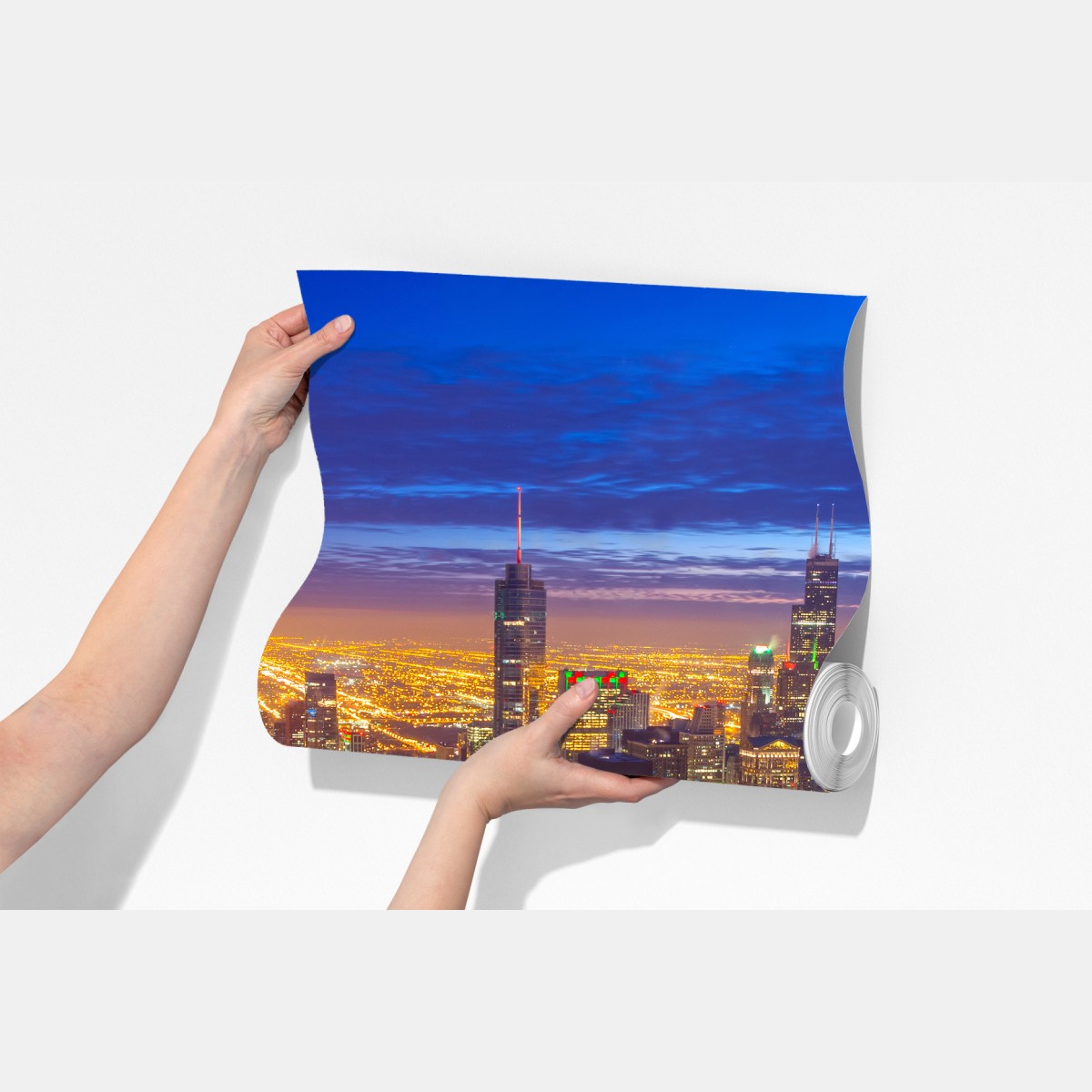 Fototapeta Chicago nocna panorama miasta – Wallissimo® Fototapeta Chicago nocna panorama miasta – Wallissimo®