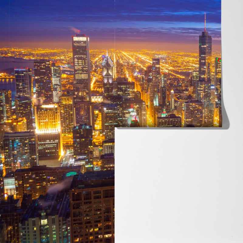 Fototapeta Chicago nocna panorama miasta – Wallissimo® Fototapeta Chicago nocna panorama miasta – Wallissimo®