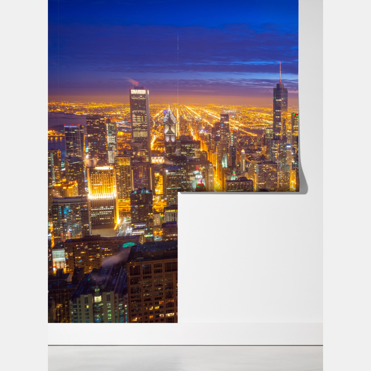 Fototapeta Chicago nocna panorama miasta – Wallissimo® Fototapeta Chicago nocna panorama miasta – Wallissimo®
