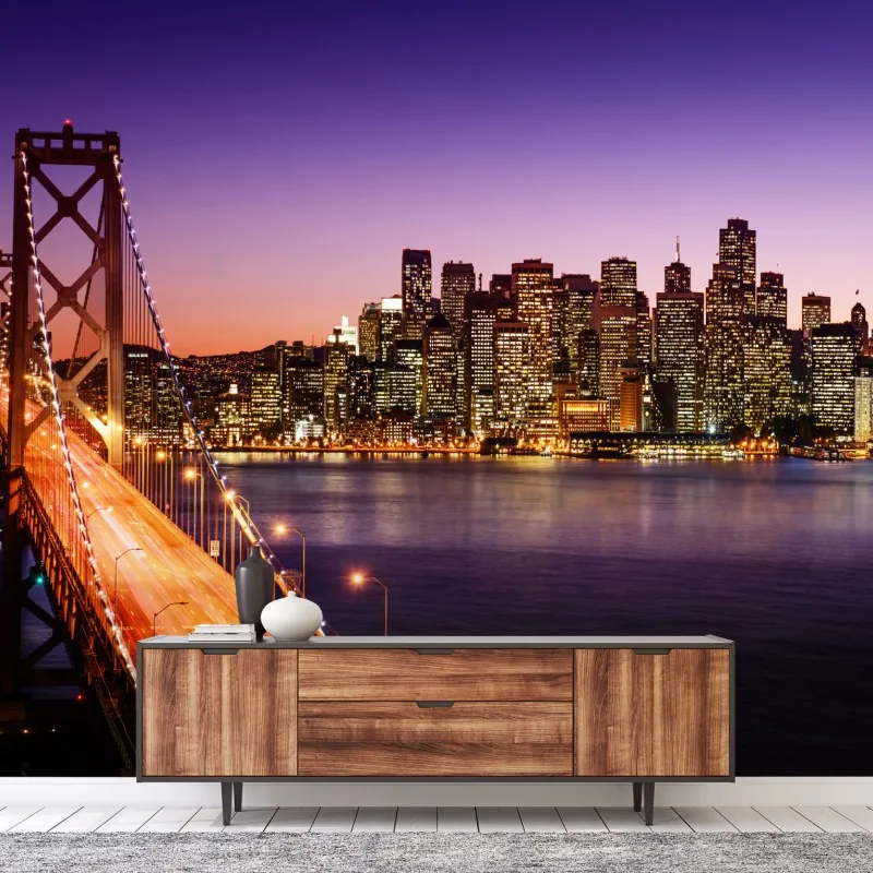 Fototapeta San Francisco panorama miasta o zachodzie słońca