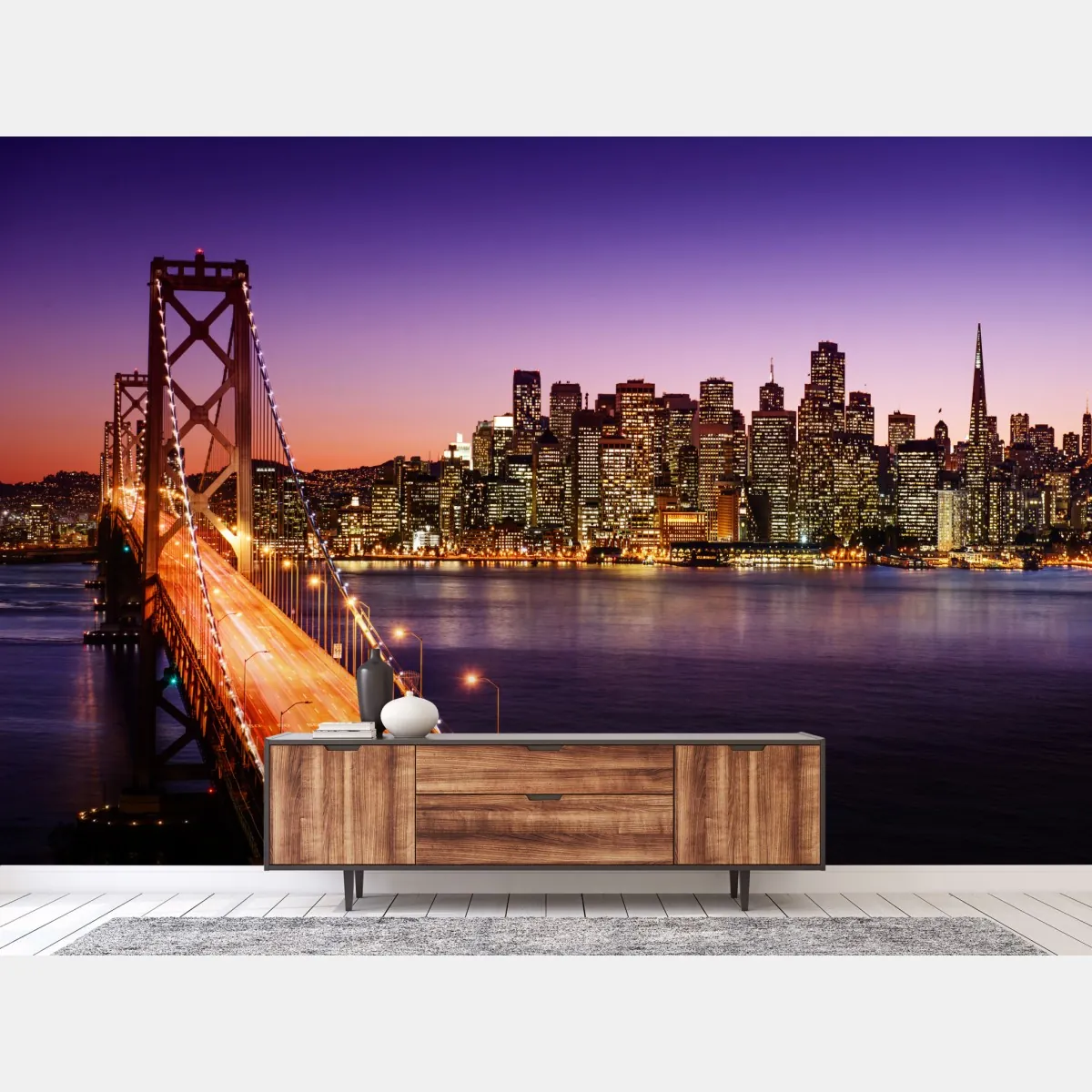 Fototapeta San Francisco panorama miasta o zachodzie słońca – Wallissimo® Fototapeta San Francisco panorama miasta o zachodzie słońca – Wallissimo®