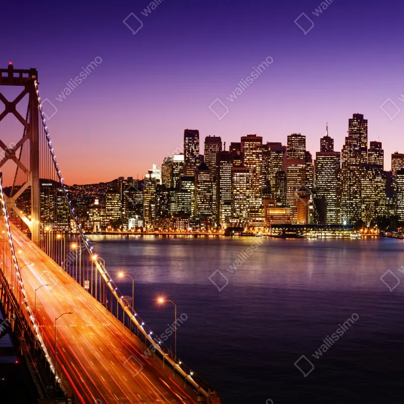 Fototapeta San Francisco panorama miasta o zachodzie słońca – Wallissimo® Fototapeta San Francisco panorama miasta o zachodzie słońca – Wallissimo®