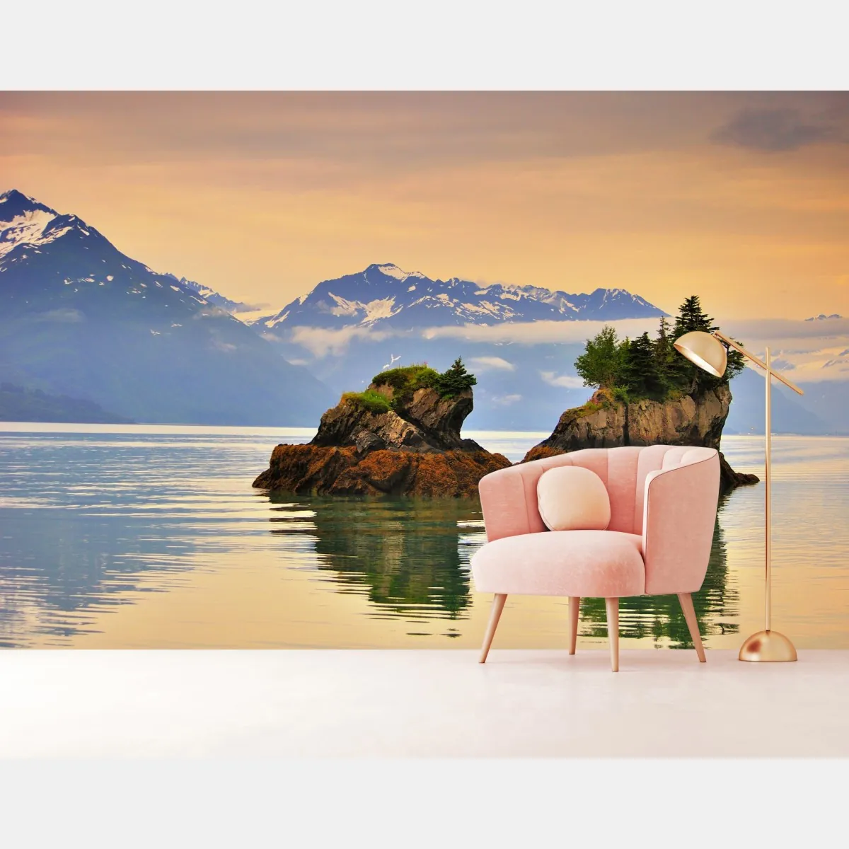 Fototapeta spokojne odbicia wysp o zachodzie słońca – Wallissimo® Fototapeta spokojne odbicia wysp o zachodzie słońca – Wallissimo®