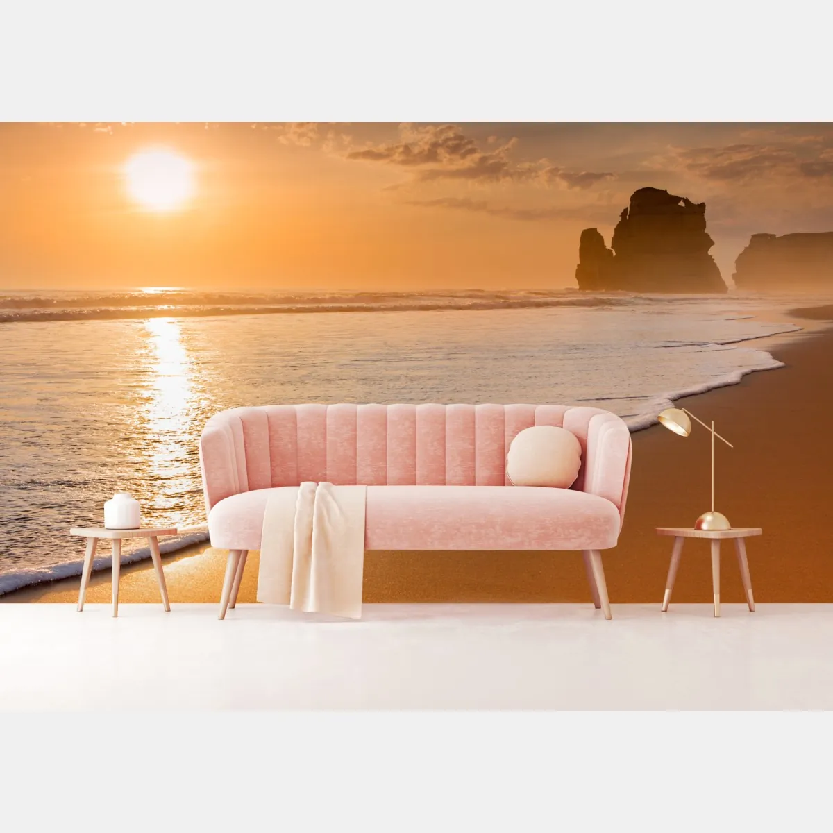 Fototapeta złocisty zachód słońca nad plażą – Wallissimo® Fototapeta złocisty zachód słońca nad plażą – Wallissimo®