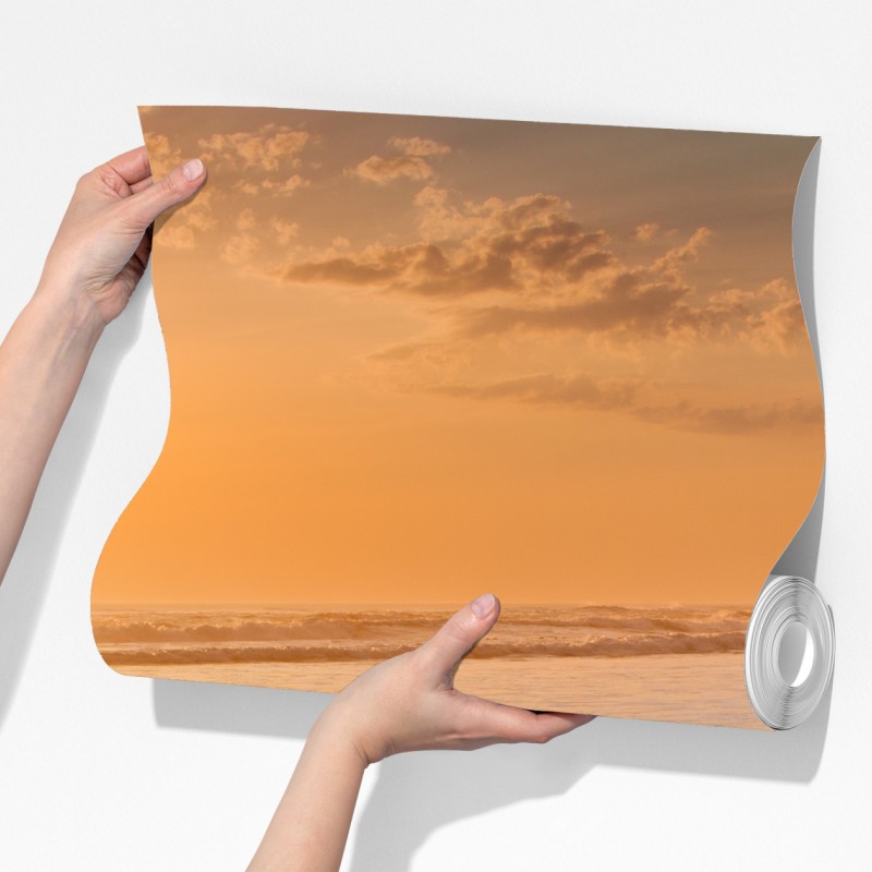 Fototapeta złocisty zachód słońca nad plażą – Wallissimo® Fototapeta złocisty zachód słońca nad plażą – Wallissimo®