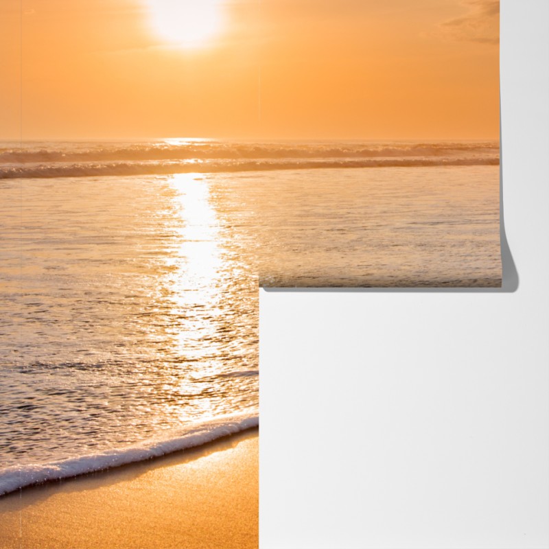 Fototapeta złocisty zachód słońca nad plażą – Wallissimo® Fototapeta złocisty zachód słońca nad plażą – Wallissimo®