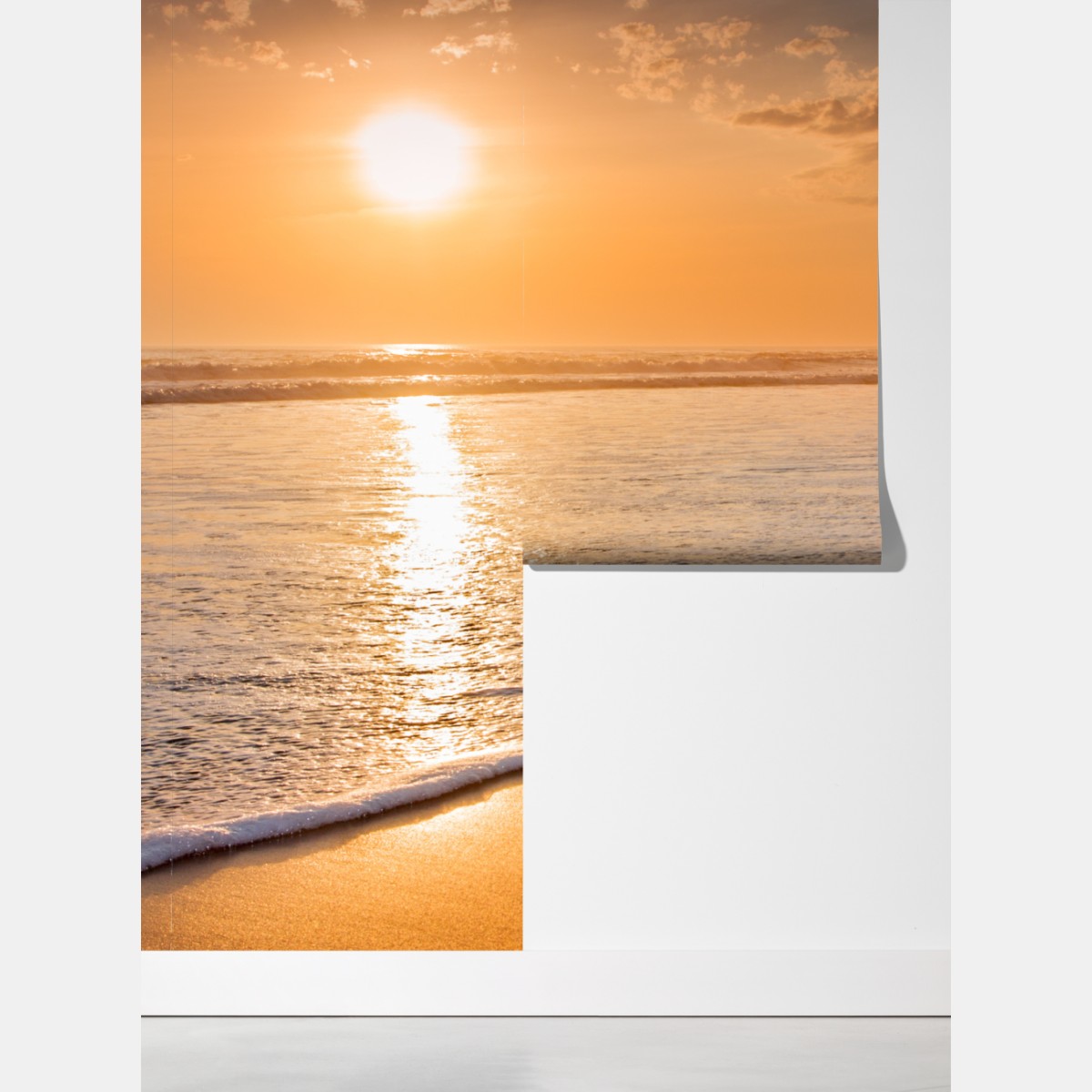 Fototapeta złocisty zachód słońca nad plażą – Wallissimo® Fototapeta złocisty zachód słońca nad plażą – Wallissimo®