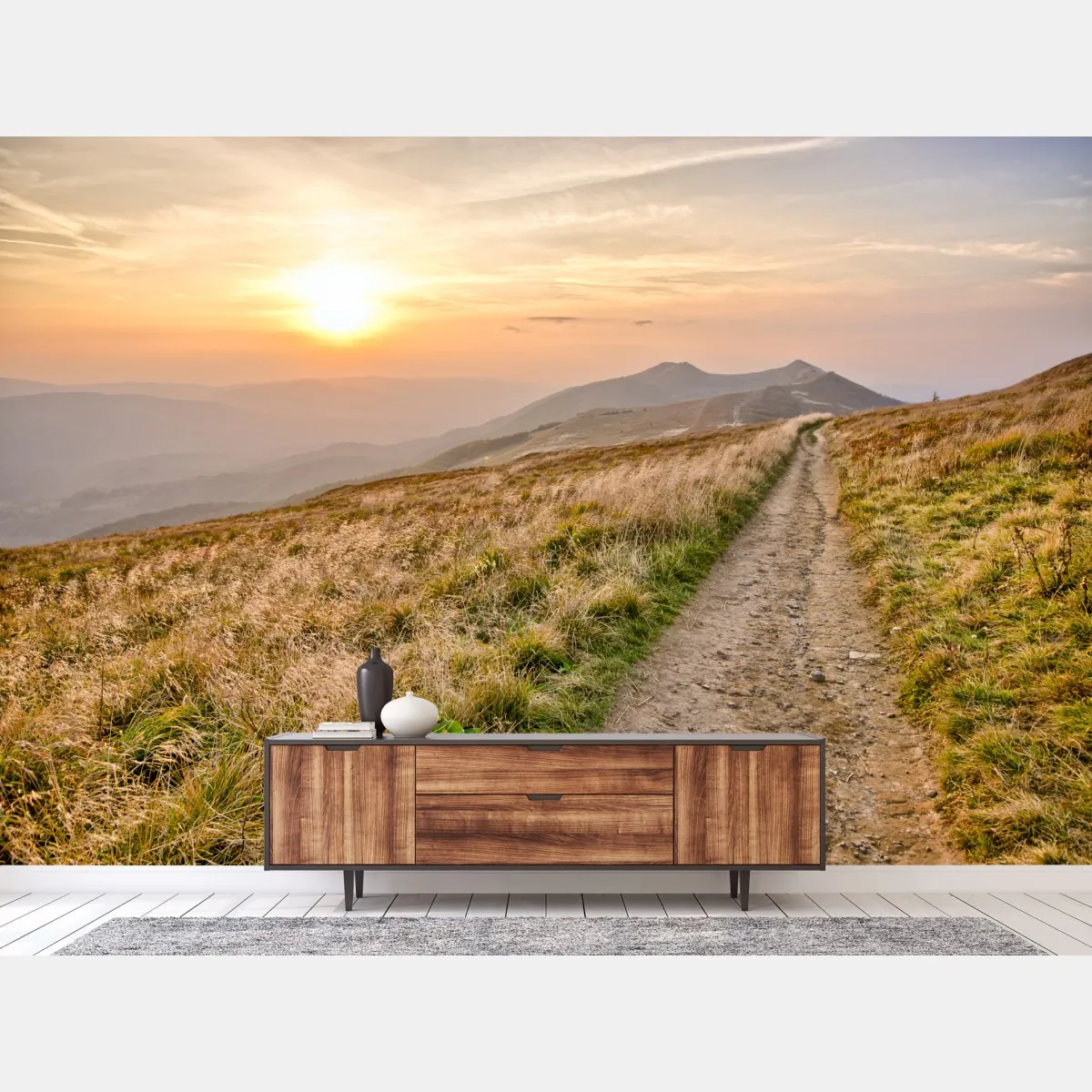 Fototapeta szlak o zachodzie słońca w Bieszczadach – Wallissimo® Fototapeta szlak o zachodzie słońca w Bieszczadach – Wallissimo®