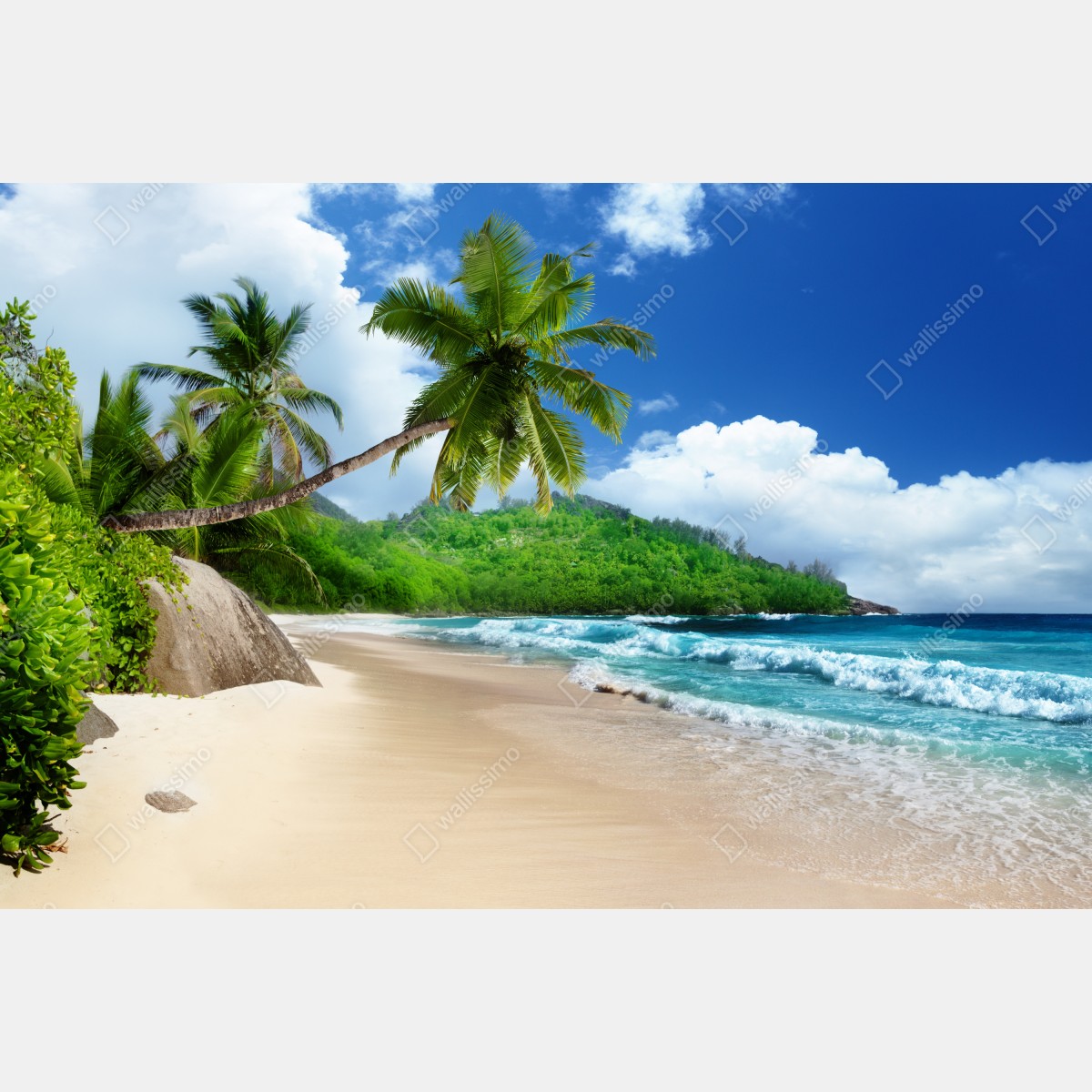 Fototapeta spokojna tropikalna plaża na Mahe, Seszele – Wallissimo® Fototapeta spokojna tropikalna plaża na Mahe, Seszele – Wallissimo®