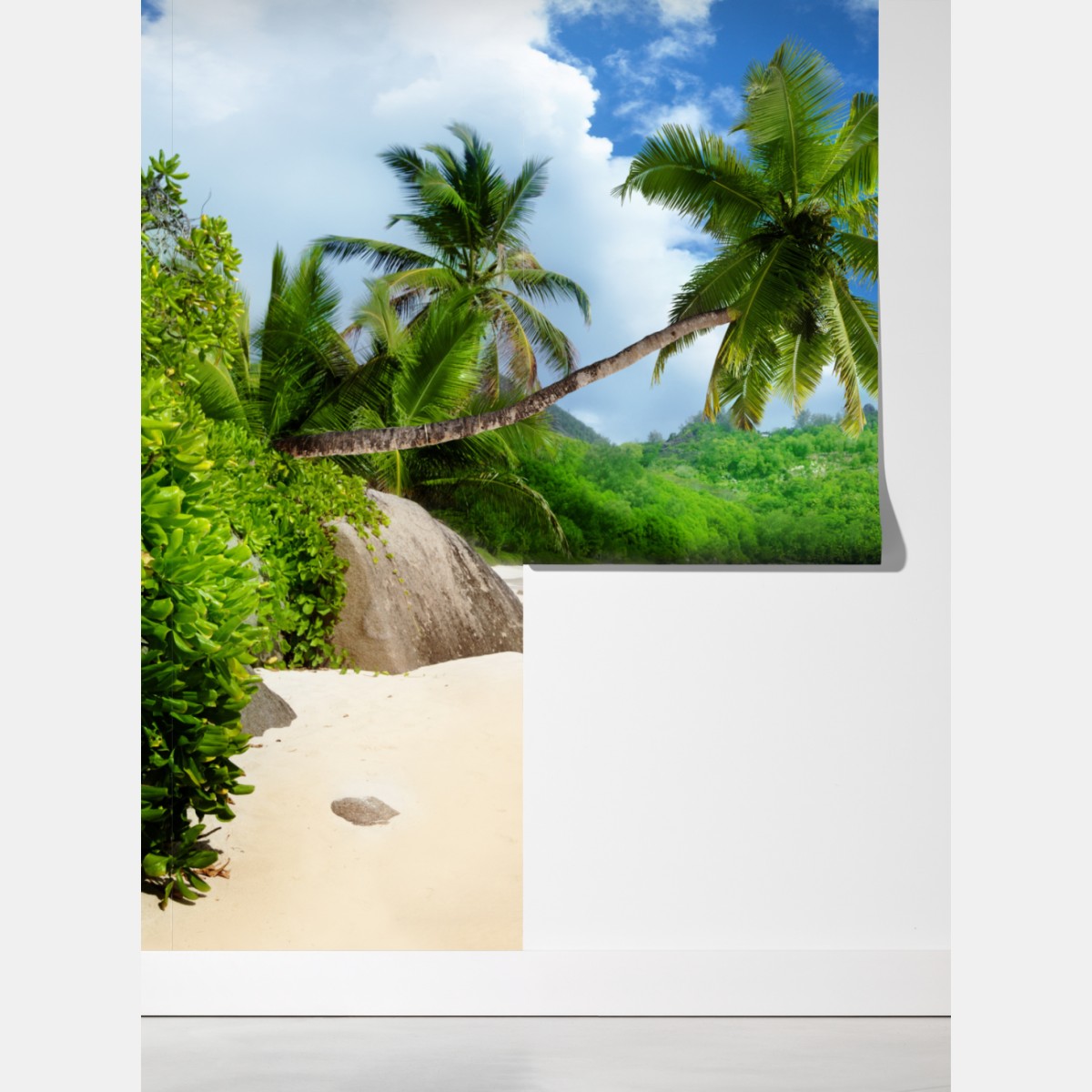 Fototapeta spokojna tropikalna plaża na Mahe, Seszele – Wallissimo® Fototapeta spokojna tropikalna plaża na Mahe, Seszele – Wallissimo®