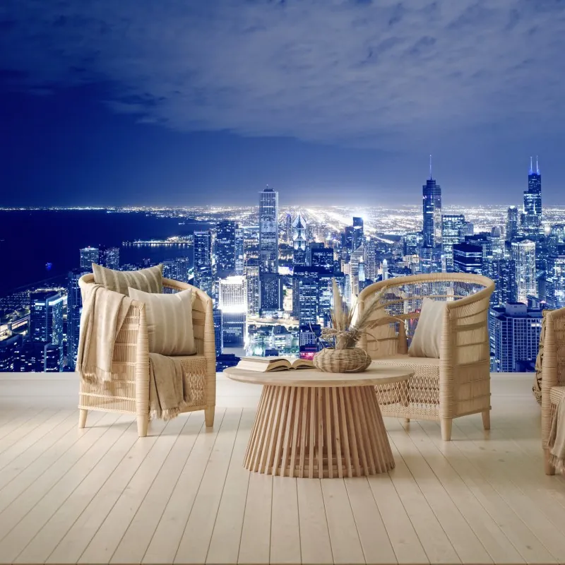 Fototapeta Chicago nocna panorama miasta