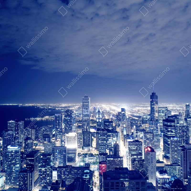 Fototapeta Chicago nocna panorama miasta – Wallissimo® Fototapeta Chicago nocna panorama miasta – Wallissimo®