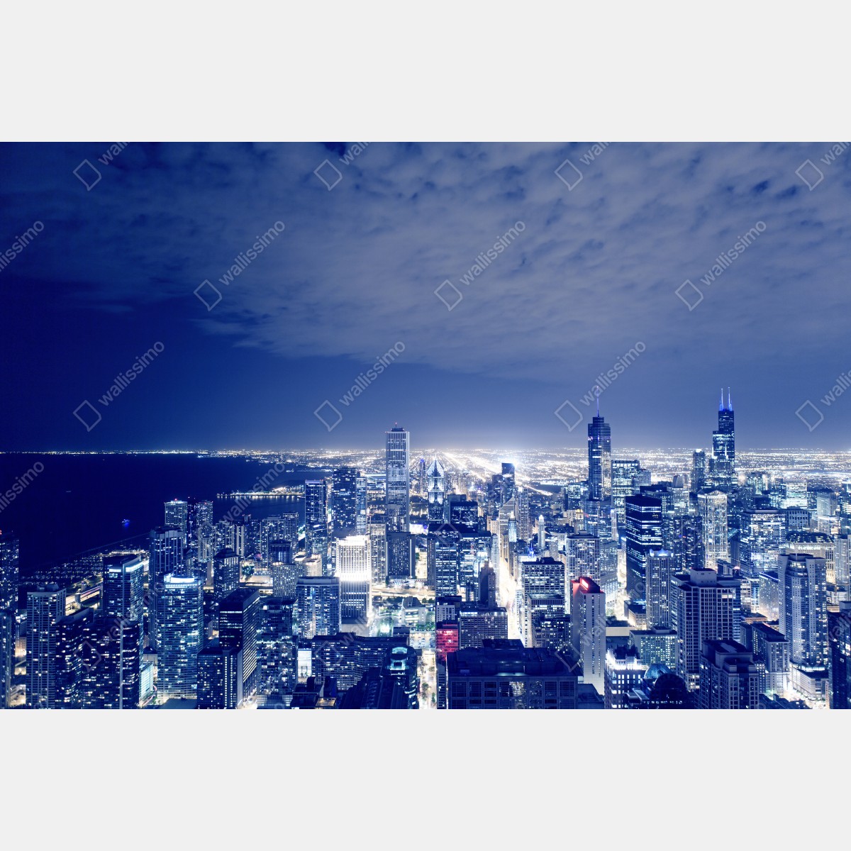 Fototapeta Chicago nocna panorama miasta – Wallissimo® Fototapeta Chicago nocna panorama miasta – Wallissimo®