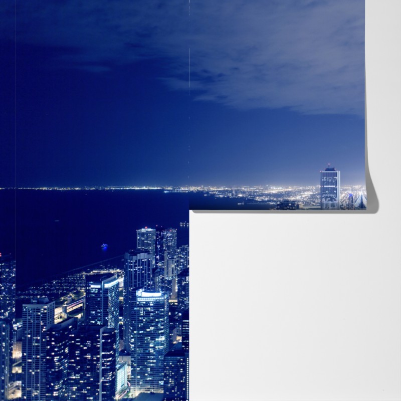 Fototapeta Chicago nocna panorama miasta – Wallissimo® Fototapeta Chicago nocna panorama miasta – Wallissimo®