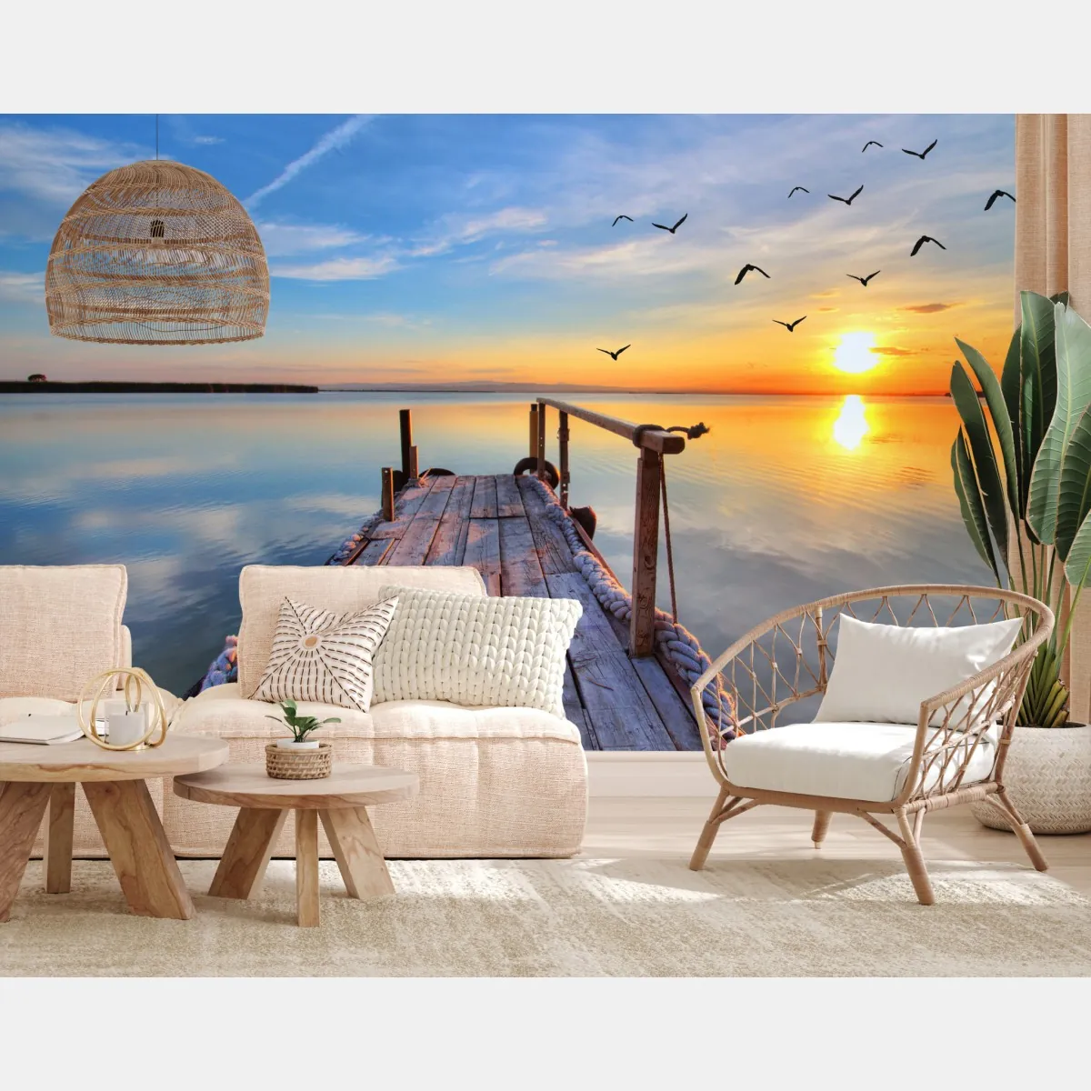 Fototapeta zachód słońca przy drewnianym pomoście – Wallissimo® Fototapeta zachód słońca przy drewnianym pomoście – Wallissimo®