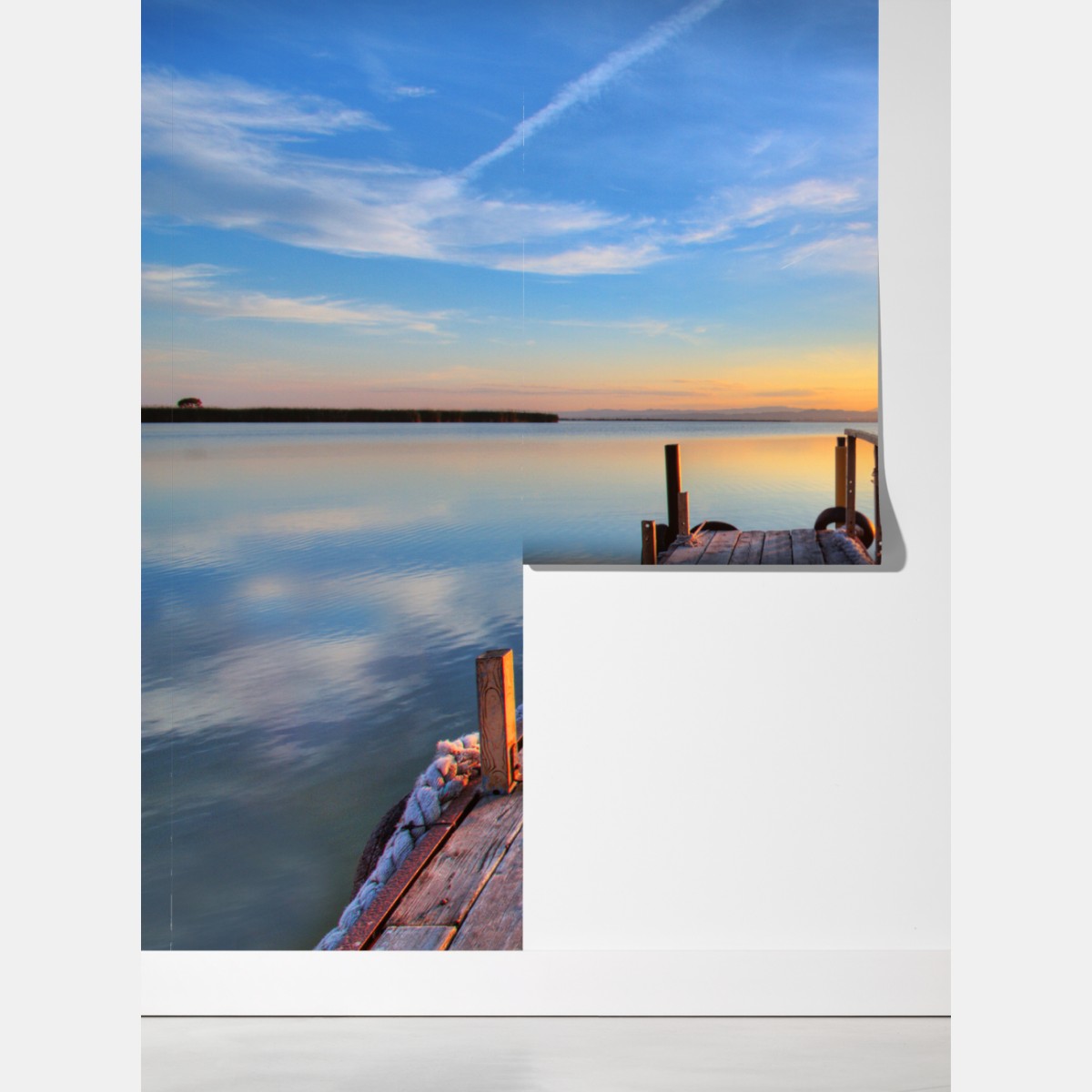 Fototapeta zachód słońca przy drewnianym pomoście – Wallissimo® Fototapeta zachód słońca przy drewnianym pomoście – Wallissimo®