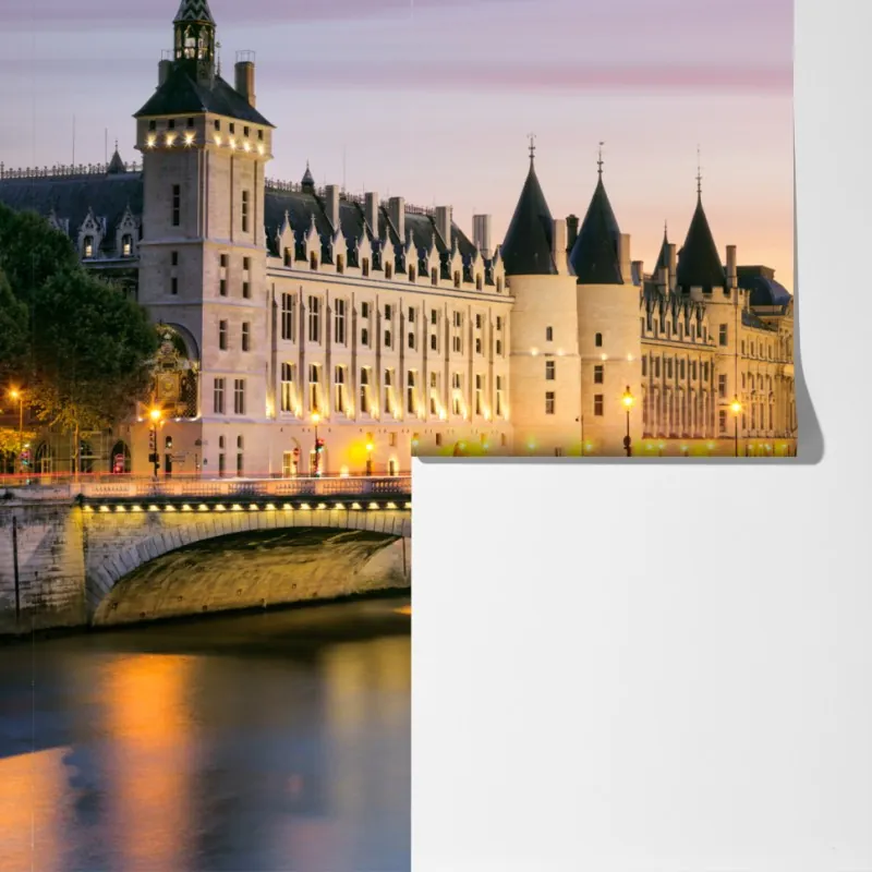 Fototapeta Paryż zachód słońca nad zabytkowym mostem – Wallissimo® Fototapeta Paryż zachód słońca nad zabytkowym mostem – Wallissimo®