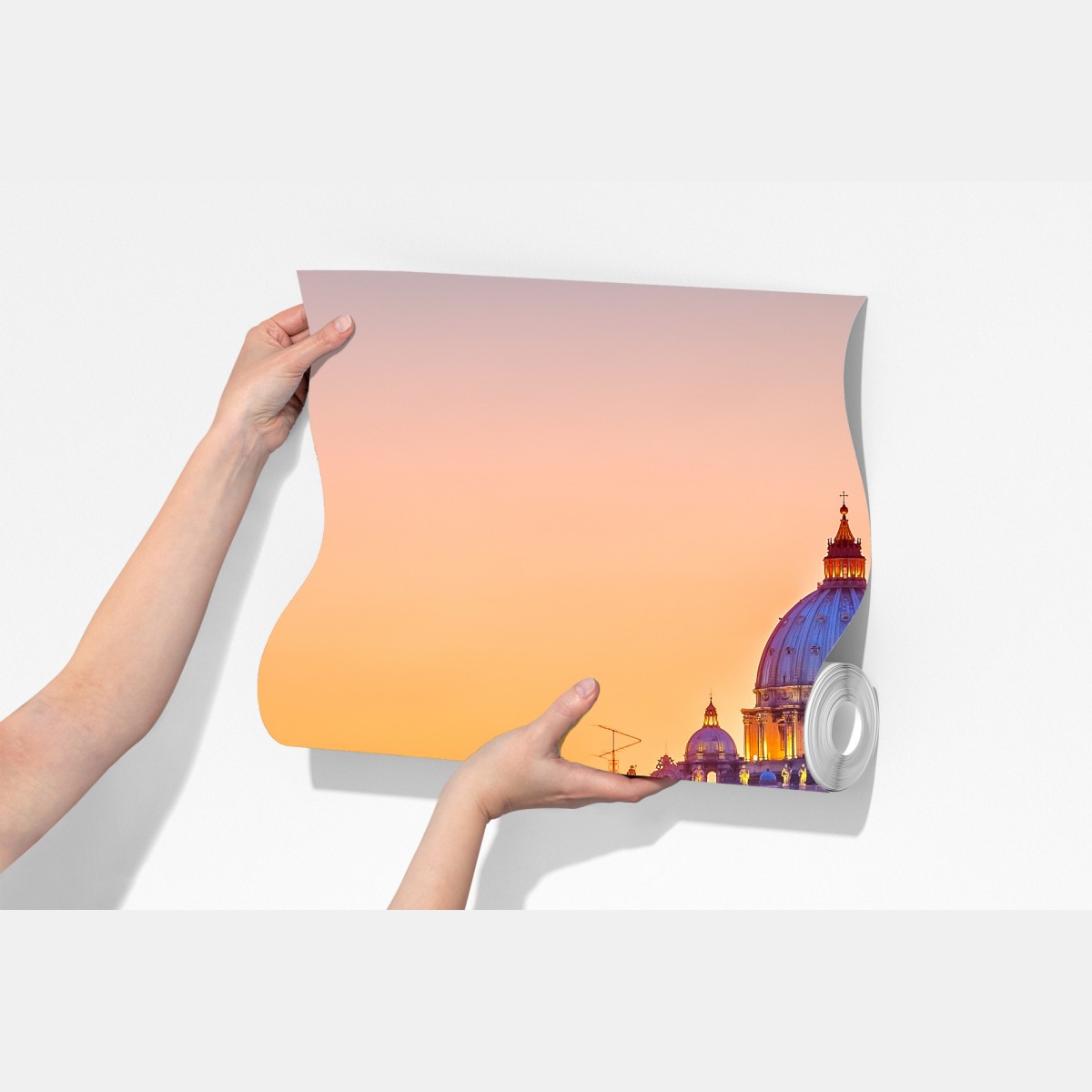 Fototapeta zachód słońca nad Bazyliką św. Piotra i Tybrem – Wallissimo® Fototapeta zachód słońca nad Bazyliką św. Piotra i Tybrem – Wallissimo®