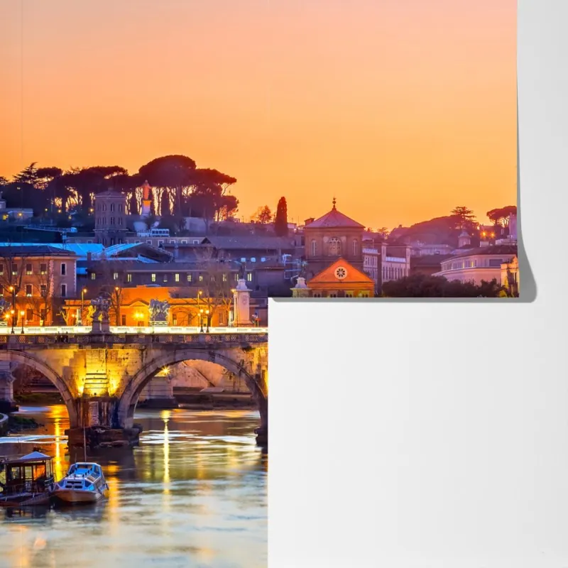 Fototapeta zachód słońca nad Bazyliką św. Piotra i Tybrem – Wallissimo® Fototapeta zachód słońca nad Bazyliką św. Piotra i Tybrem – Wallissimo®