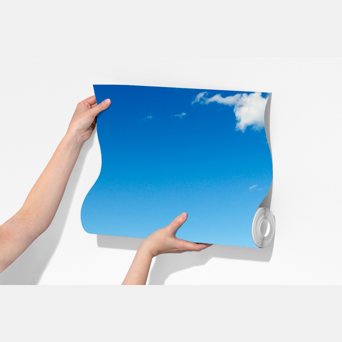 Fototapeta spokojna zielona łąka pod niebieskim niebem – Wallissimo® Fototapeta spokojna zielona łąka pod niebieskim niebem – Wallissimo®