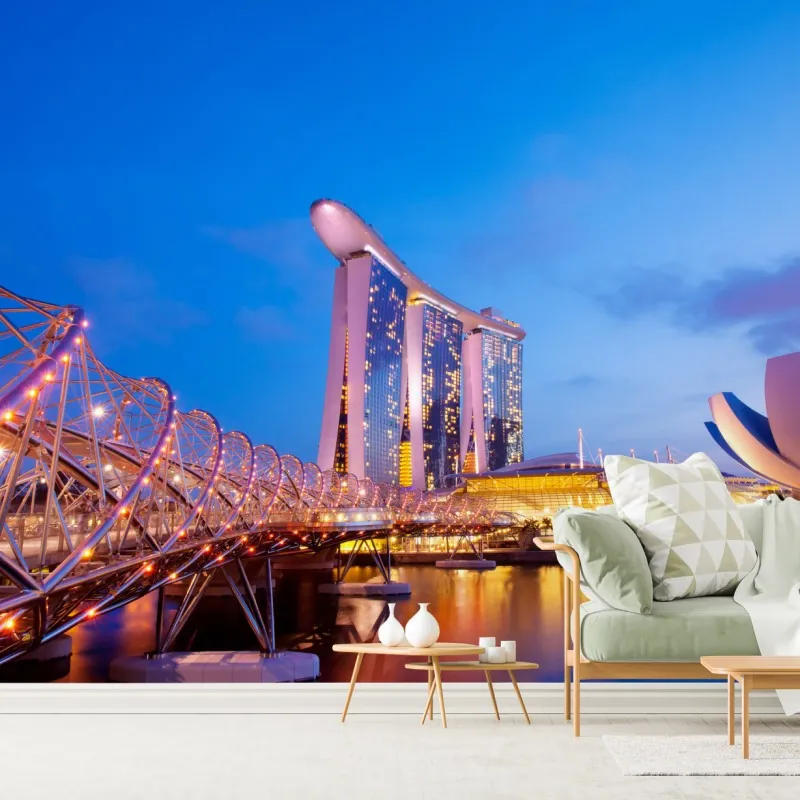 Fototapeta panorama Marina Bay o zmierzchu