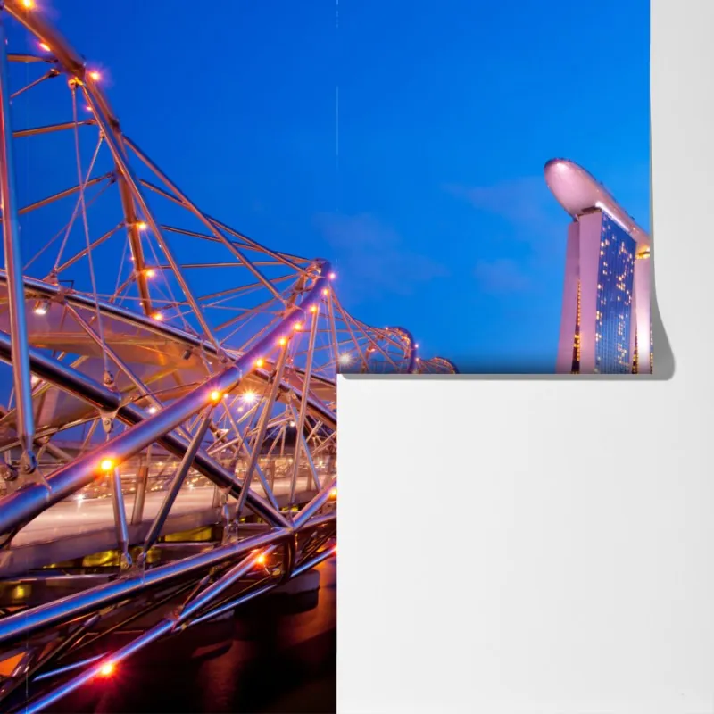 Fototapeta panorama Marina Bay o zmierzchu – Wallissimo® Fototapeta panorama Marina Bay o zmierzchu – Wallissimo®