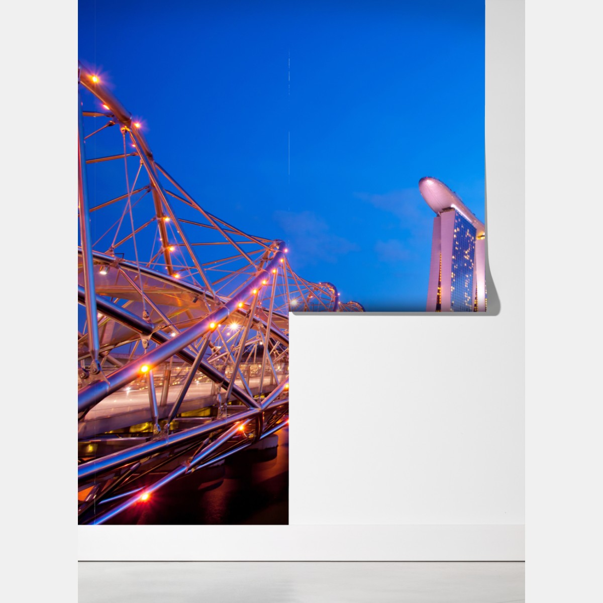 Fototapeta panorama Marina Bay o zmierzchu – Wallissimo® Fototapeta panorama Marina Bay o zmierzchu – Wallissimo®