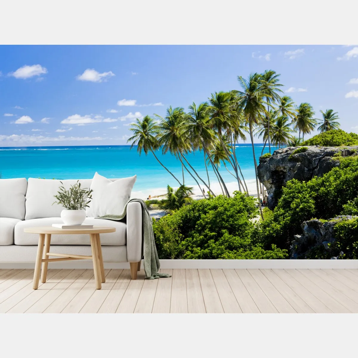 Fototapeta Bottom Bay plaża z palmami, Barbados – Wallissimo® Fototapeta Bottom Bay plaża z palmami, Barbados – Wallissimo®