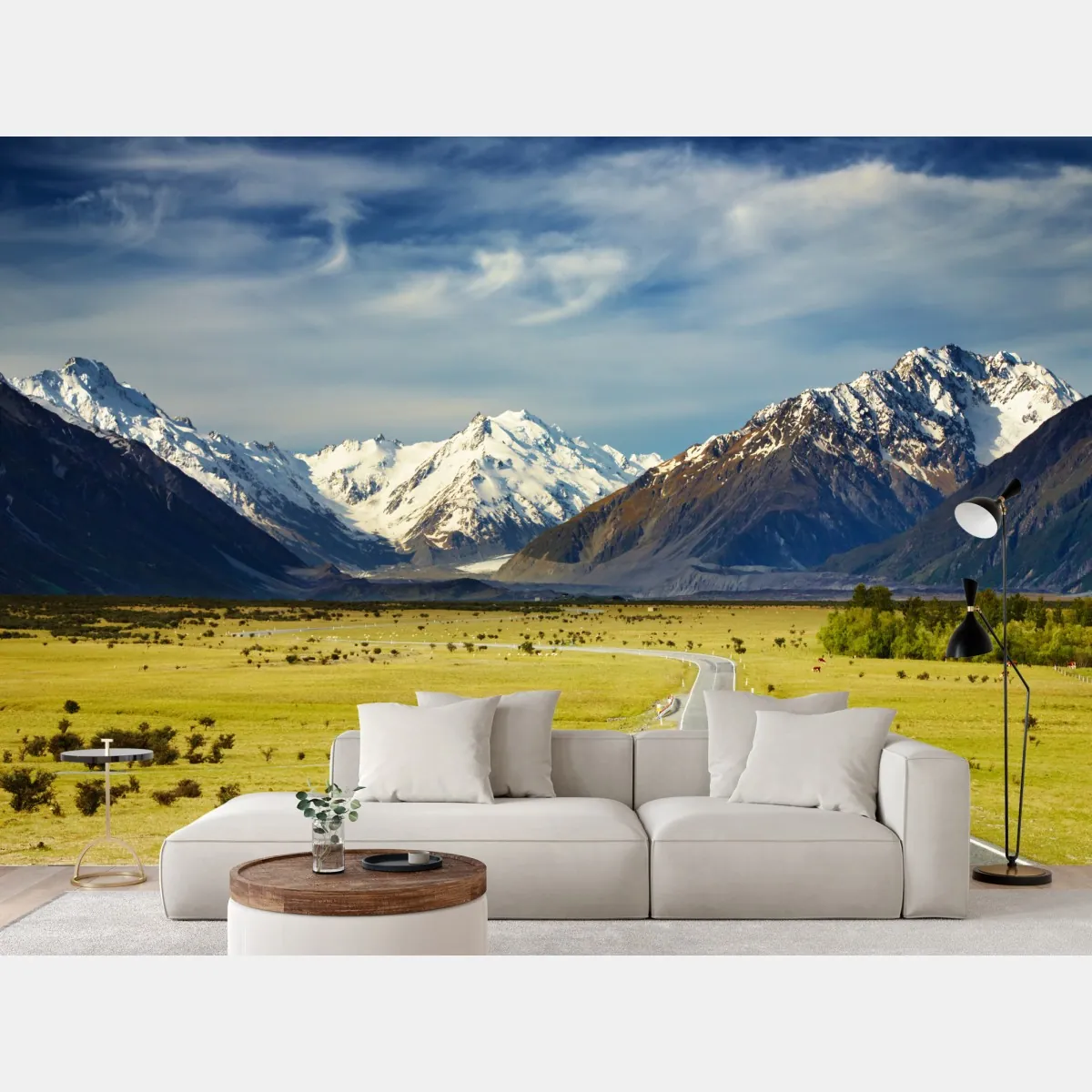 Fototapeta droga do Alp Południowych, Nowa Zelandia – Wallissimo® Fototapeta droga do Alp Południowych, Nowa Zelandia – Wallissimo®