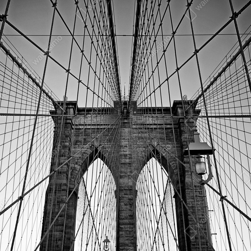 Fototapeta symetryczny most wiszący w czerni i bieli – Wallissimo® Fototapeta symetryczny most wiszący w czerni i bieli – Wallissimo®