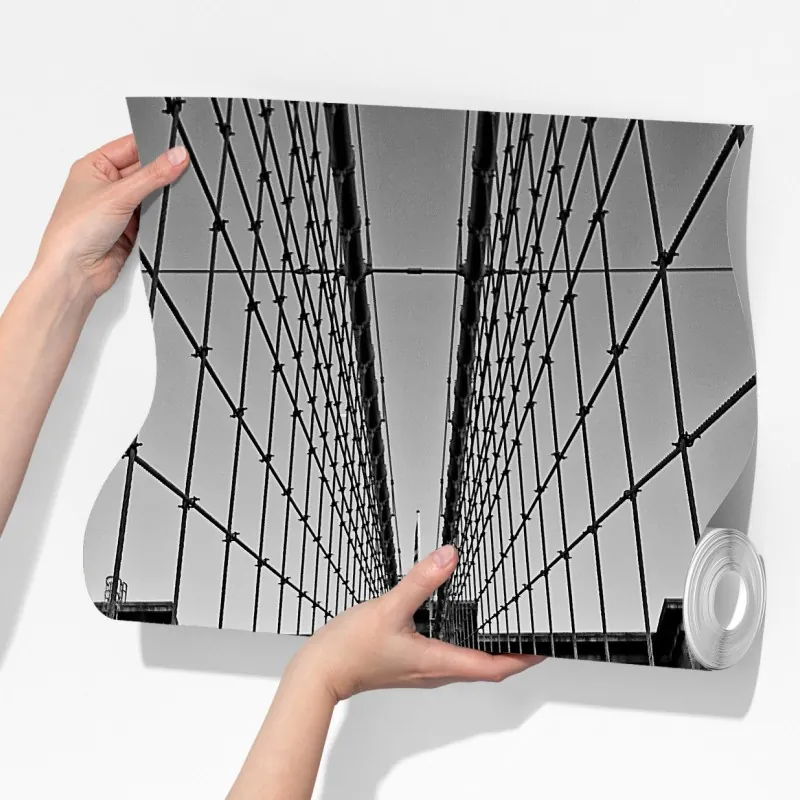 Fototapeta symetryczny most wiszący w czerni i bieli – Wallissimo® Fototapeta symetryczny most wiszący w czerni i bieli – Wallissimo®