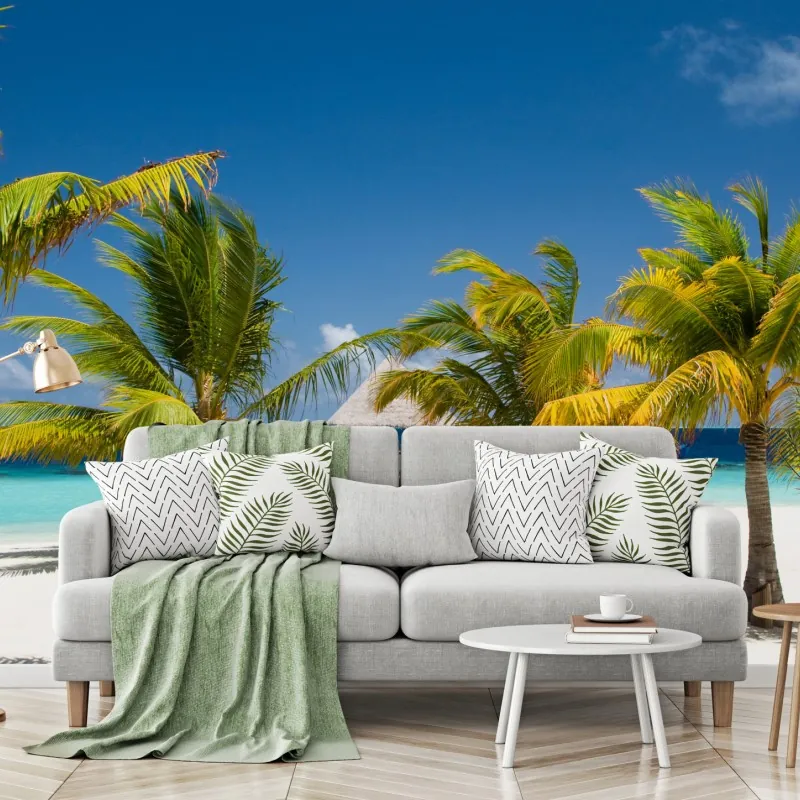 Fototapeta tropikalny pomost nad turkusowymi wodami – Wallissimo® Fototapeta tropikalny pomost nad turkusowymi wodami – Wallissimo®