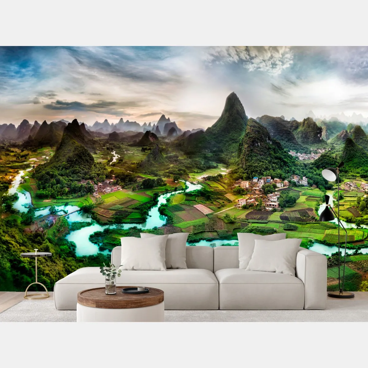 Fototapeta szmaragdowa rzeka wśród krasowych gór panorama – Wallissimo® Fototapeta szmaragdowa rzeka wśród krasowych gór panorama – Wallissimo®