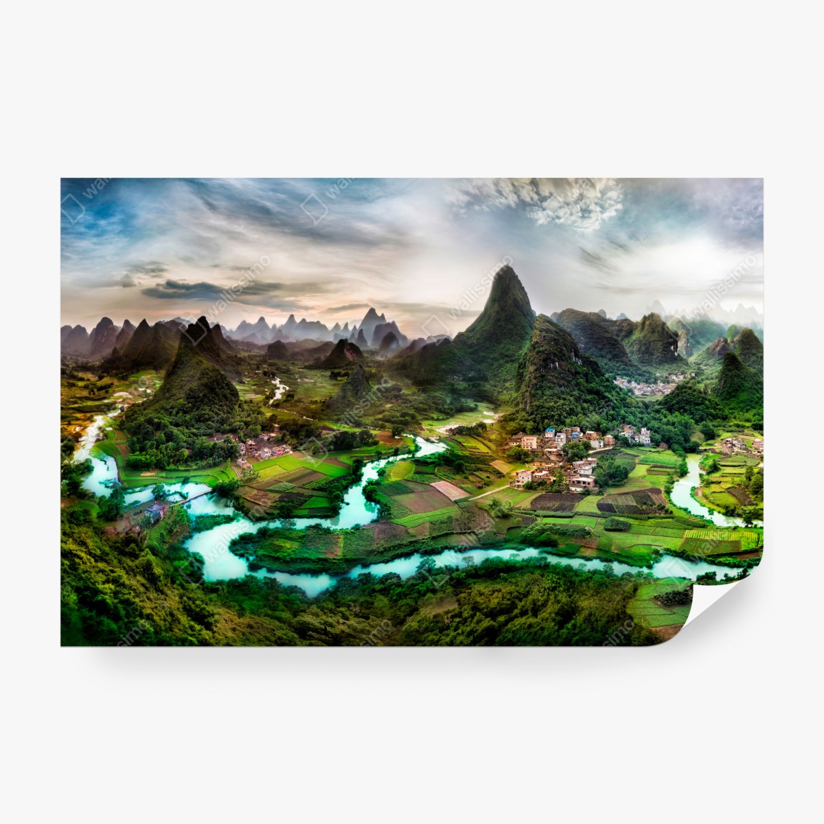 Fototapeta szmaragdowa rzeka wśród krasowych gór panorama – Wallissimo® Fototapeta szmaragdowa rzeka wśród krasowych gór panorama – Wallissimo®