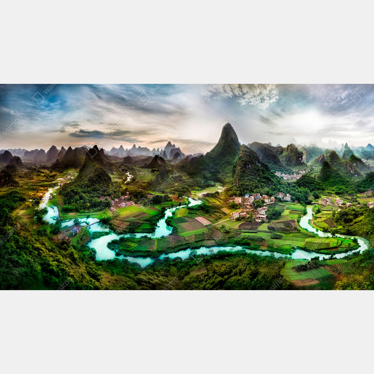 Fototapeta szmaragdowa rzeka wśród krasowych gór panorama – Wallissimo® Fototapeta szmaragdowa rzeka wśród krasowych gór panorama – Wallissimo®