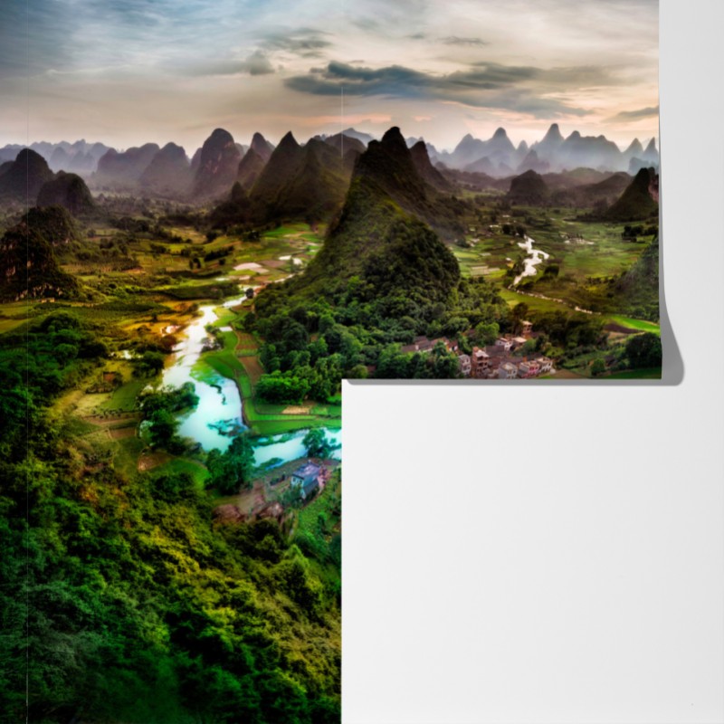 Fototapeta szmaragdowa rzeka wśród krasowych gór panorama – Wallissimo® Fototapeta szmaragdowa rzeka wśród krasowych gór panorama – Wallissimo®