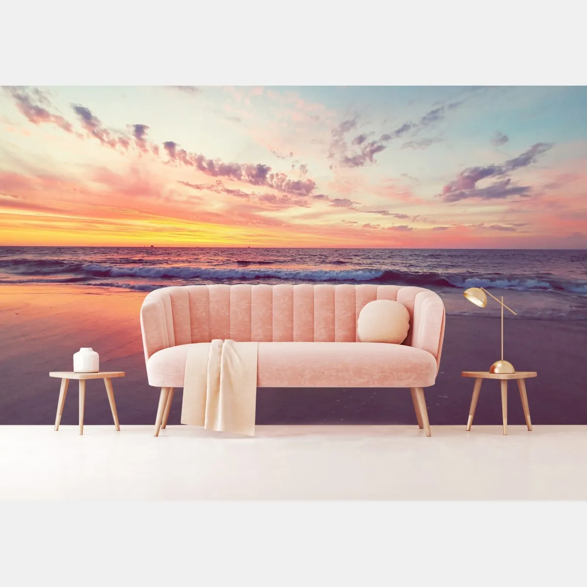 Fototapeta pastelowy zachód słońca nad spokojnym morzem – Wallissimo® Fototapeta pastelowy zachód słońca nad spokojnym morzem – Wallissimo®