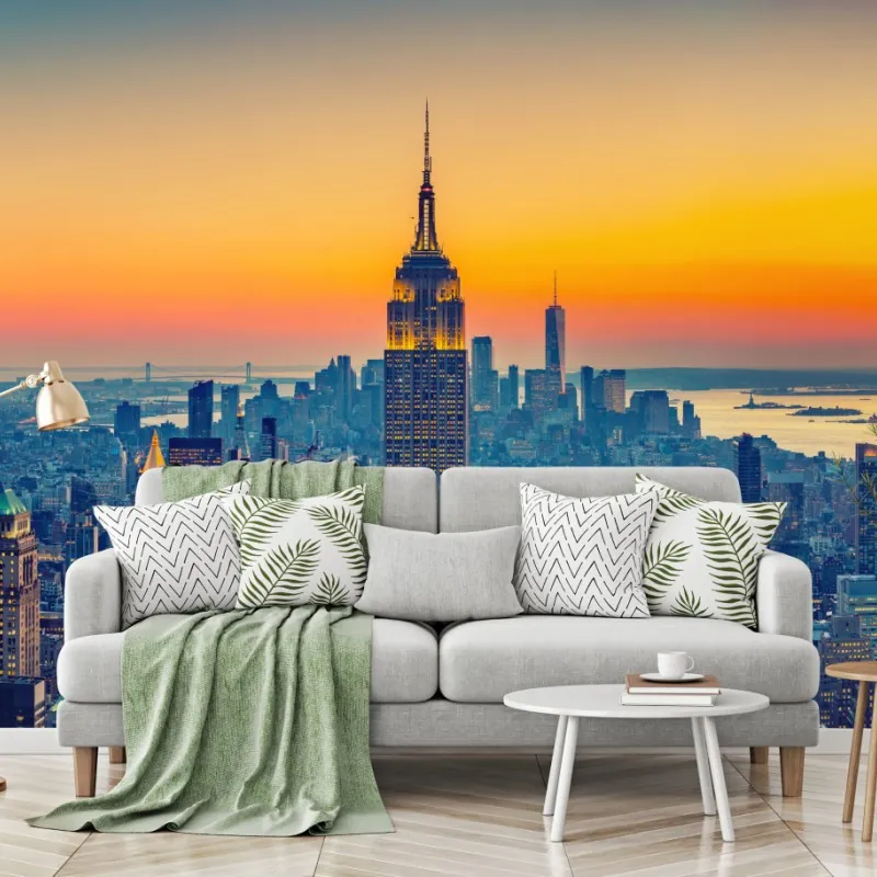 Wall mural sunset skyline over New York