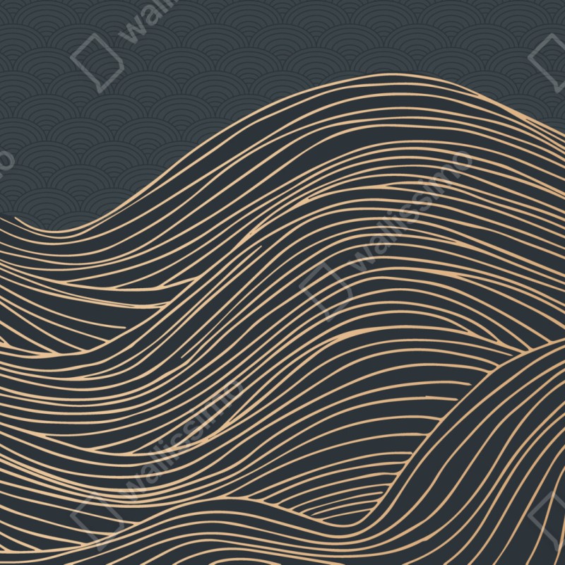 Fototapeta złote fale w japońskim stylu – Wallissimo® Fototapeta złote fale w japońskim stylu – Wallissimo®