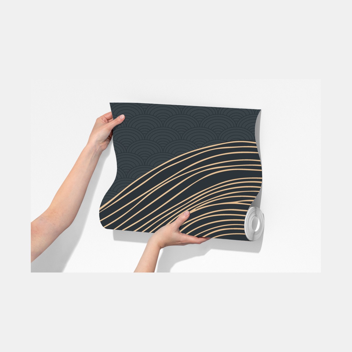 Fototapeta złote fale w japońskim stylu – Wallissimo® Fototapeta złote fale w japońskim stylu – Wallissimo®