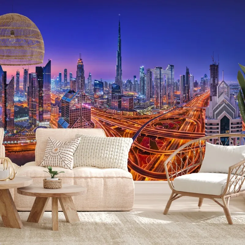 Wall mural Dubai skyline at twilight