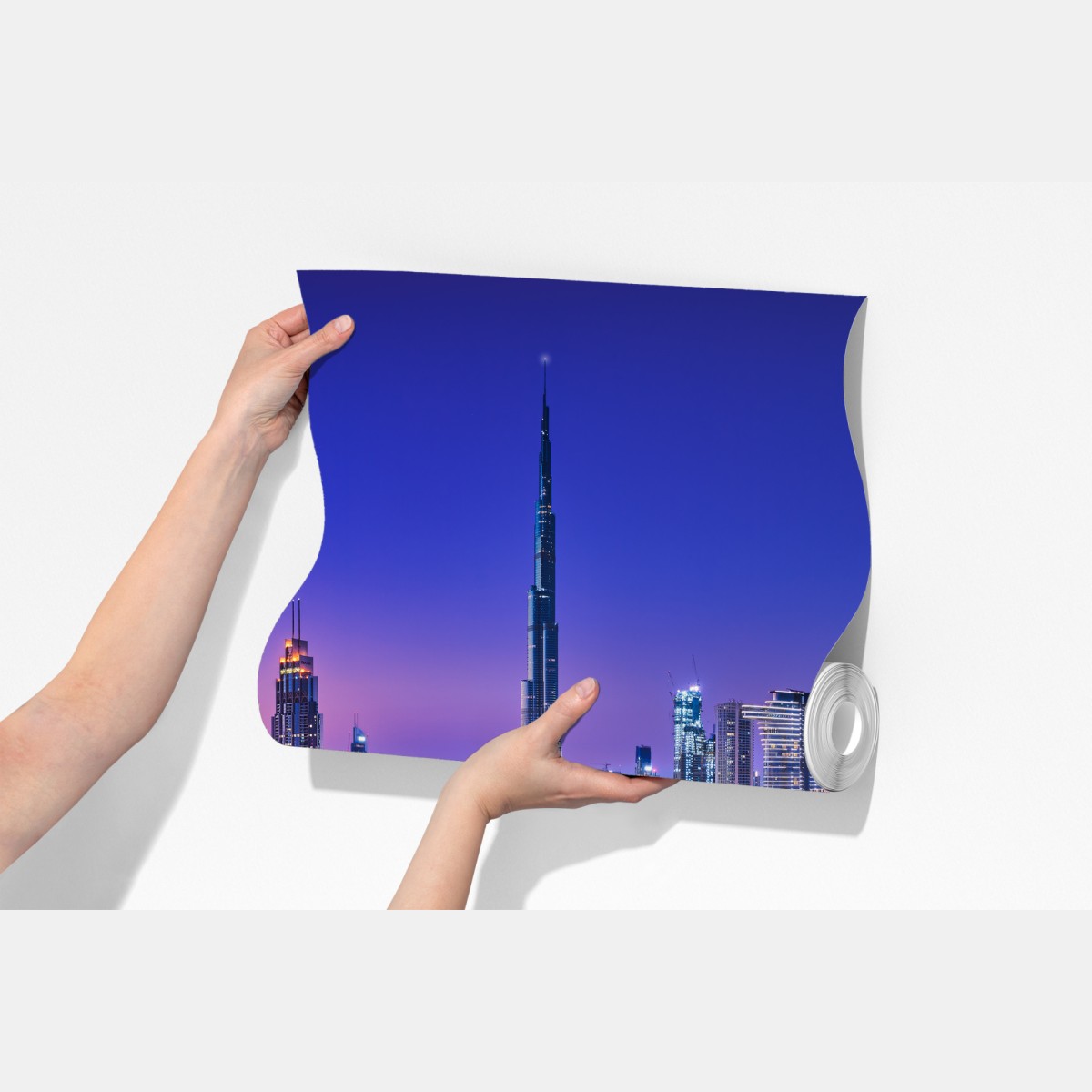 Fototapeta Dubaj nocą: panorama miejskich świateł – Wallissimo® Fototapeta Dubaj nocą: panorama miejskich świateł – Wallissimo®