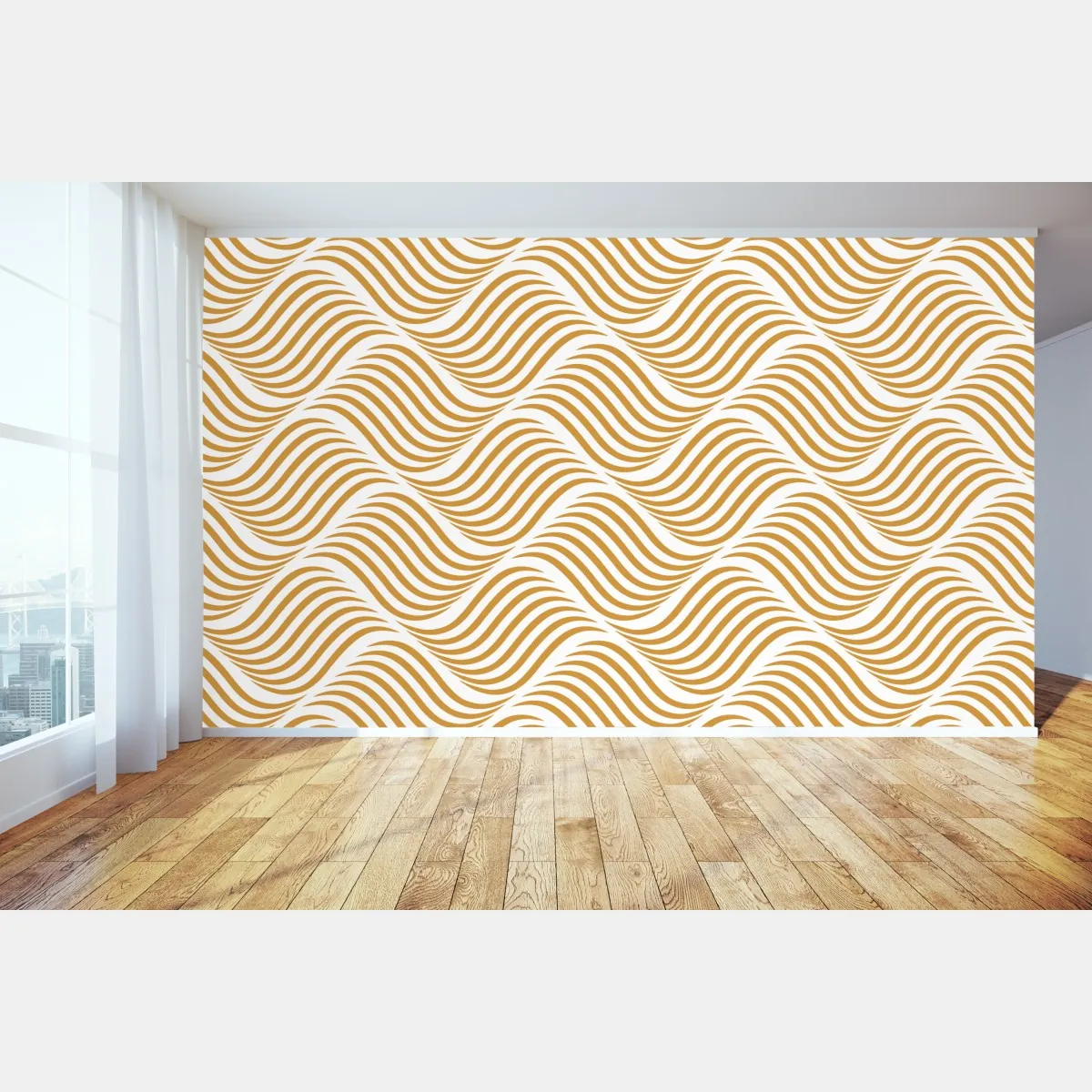 Fototapeta złoty wzór falowy do dekoracji ściennej – Wallissimo® Fototapeta złoty wzór falowy do dekoracji ściennej – Wallissimo®