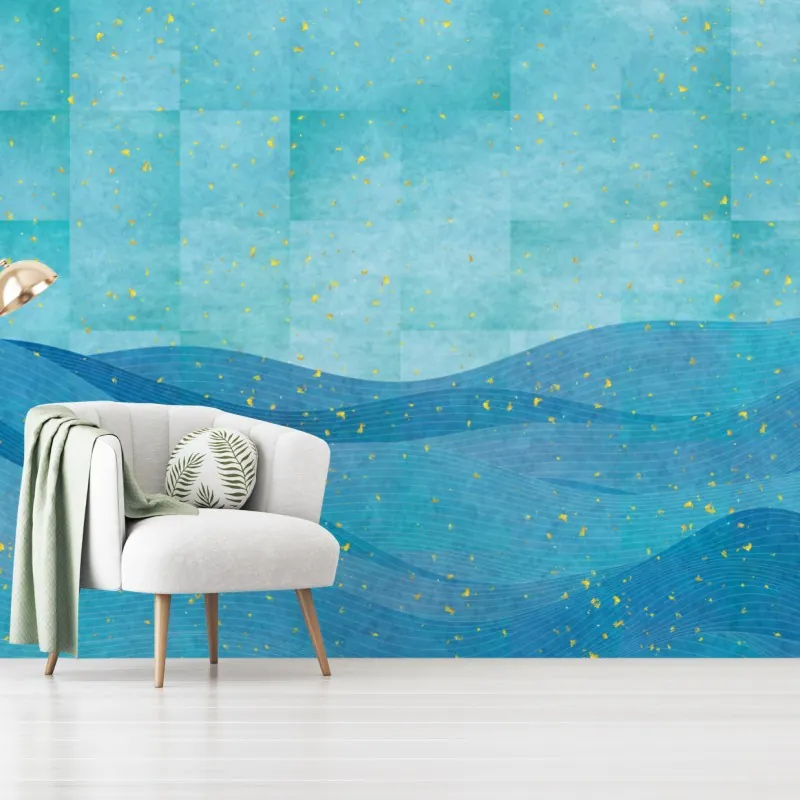 Wall mural turquoise wave abstract composition