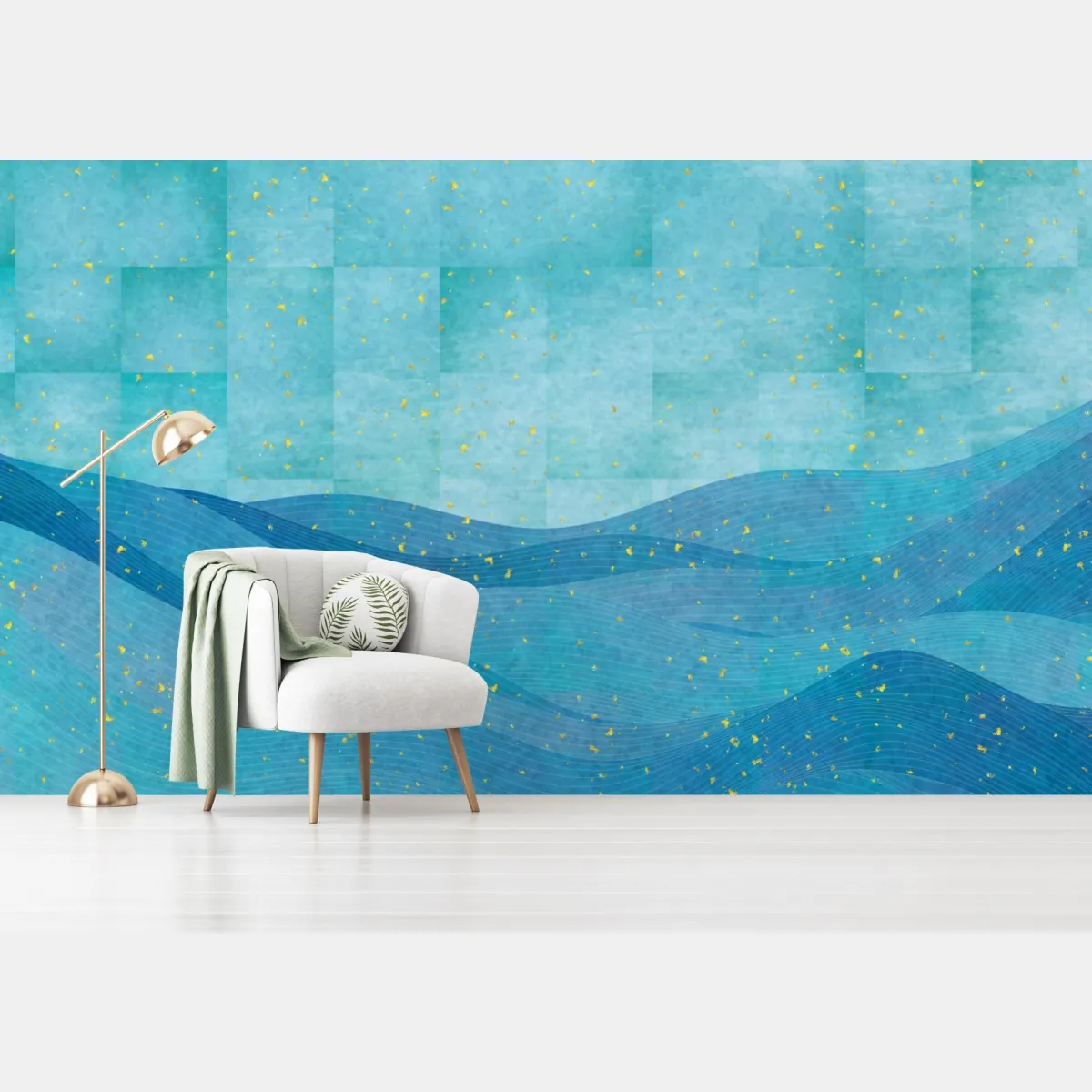 Fototapeta turkusowe fale abstrakcyjna kompozycja – Wallissimo® Fototapeta turkusowe fale abstrakcyjna kompozycja – Wallissimo®