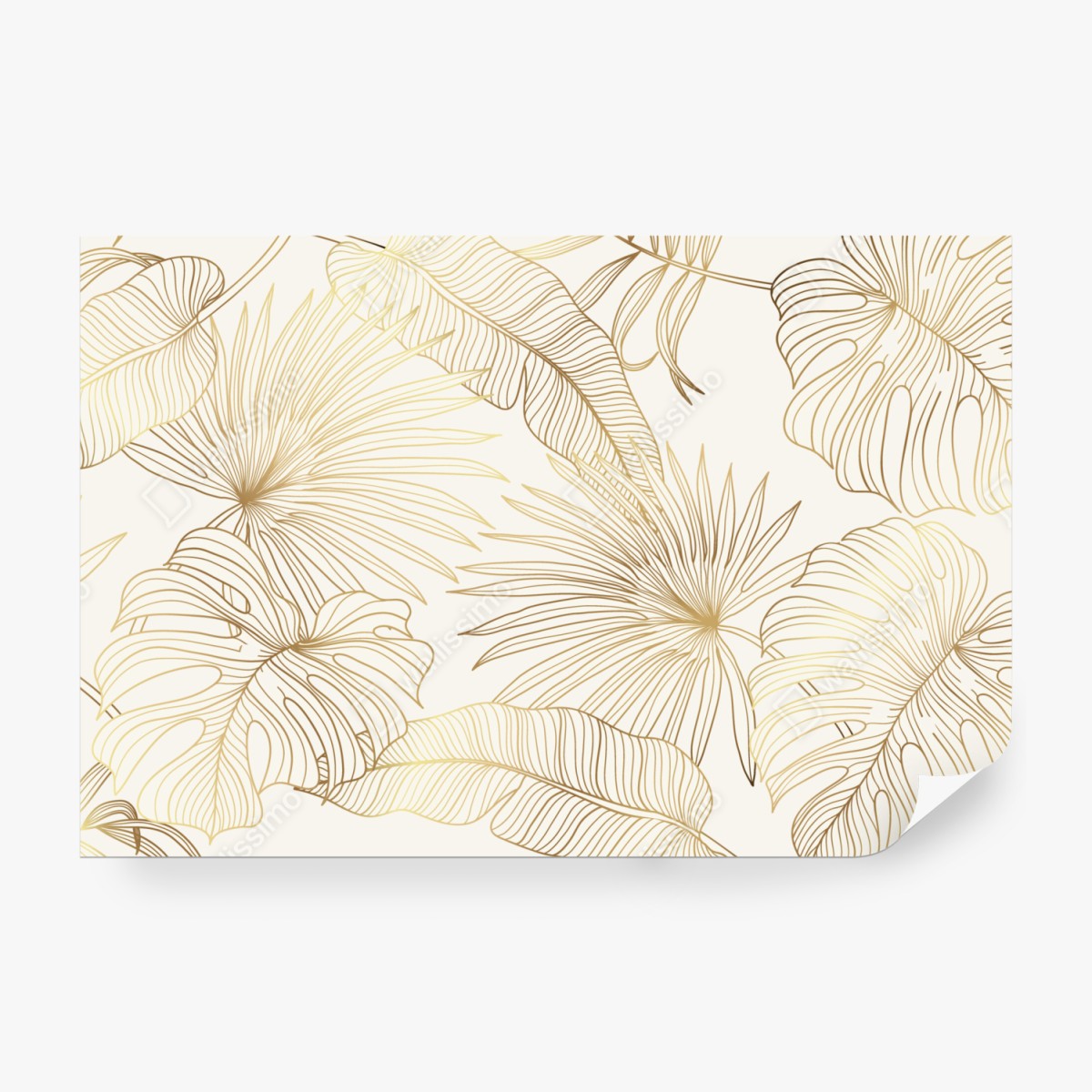 Fototapeta złote tropikalne liście na beżowym tle – Wallissimo® Fototapeta złote tropikalne liście na beżowym tle – Wallissimo®