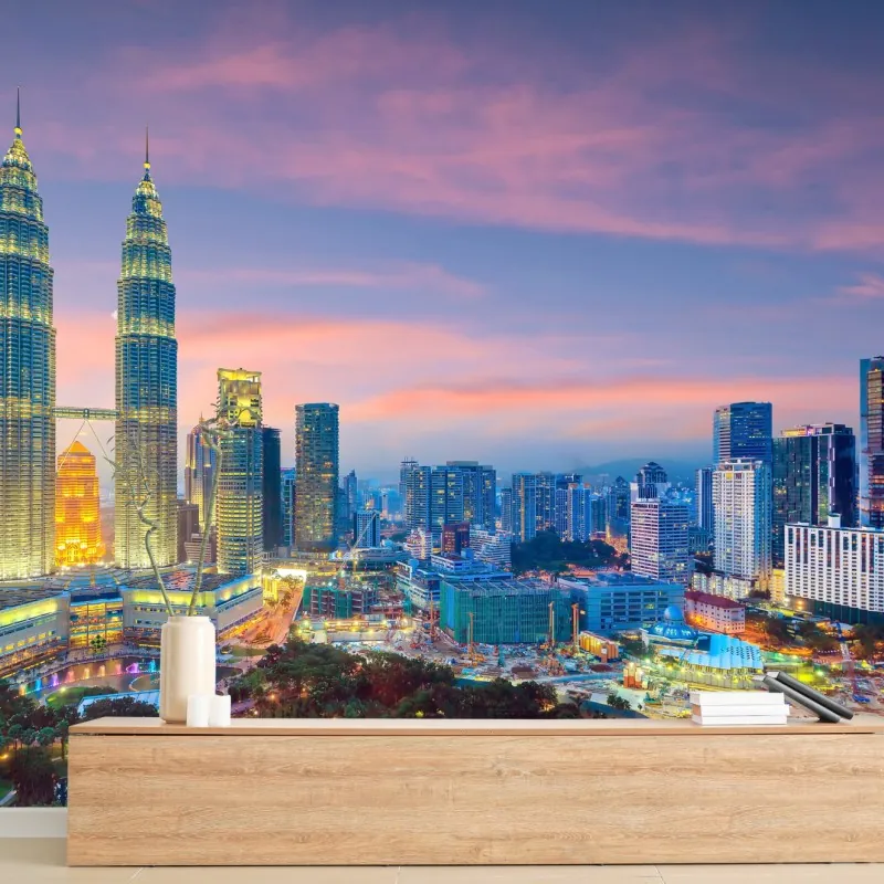 Wall mural Kuala Lumpur skyline at twilight
