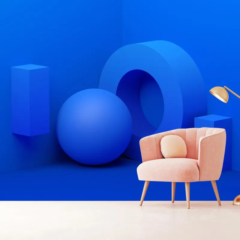 Wall mural blue geometric 3d composition