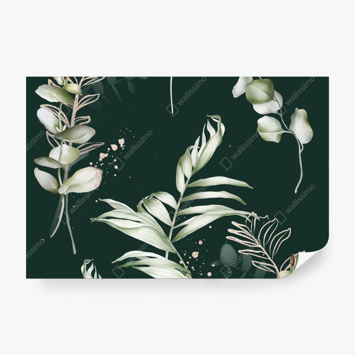 Fototapeta wzór eukaliptusa ze złotymi akcentami – Wallissimo® Fototapeta wzór eukaliptusa ze złotymi akcentami – Wallissimo®