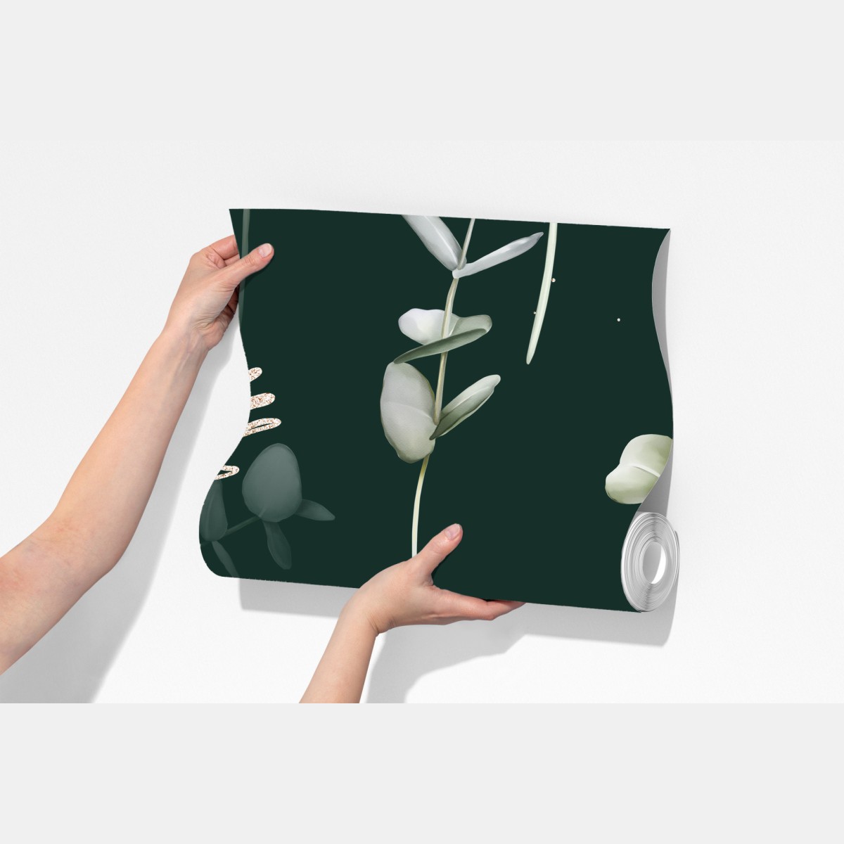 Fototapeta wzór eukaliptusa ze złotymi akcentami – Wallissimo® Fototapeta wzór eukaliptusa ze złotymi akcentami – Wallissimo®